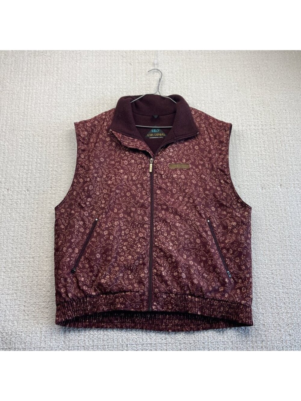 VTG Louis Garneau Polar Fleece Soft Shell Vest Red Trippy Floral AOP Men Read